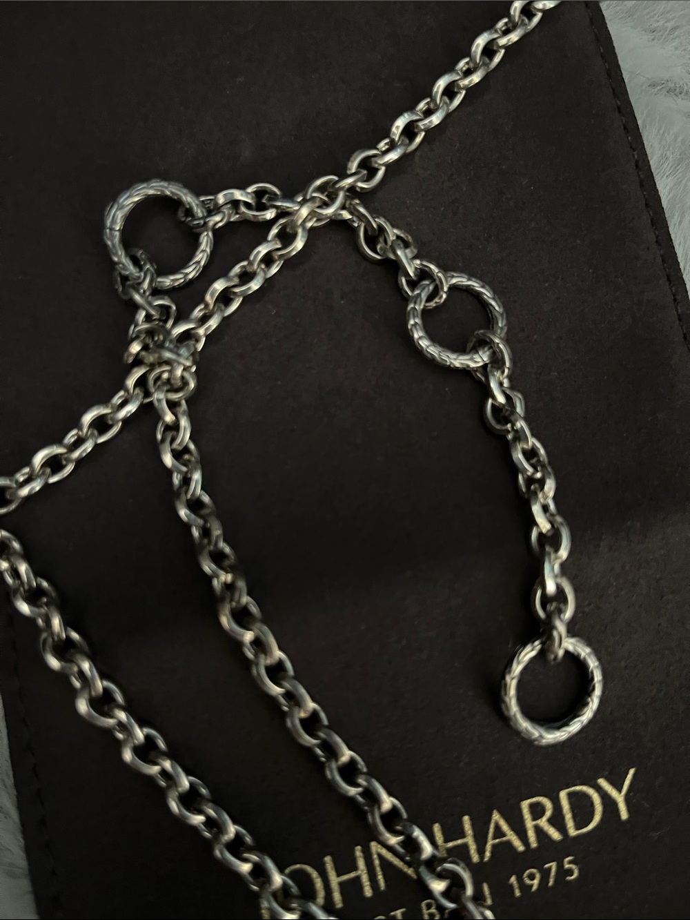 John Hardy Silver Chain Necklace with Ring Accents - Picture 5 of 6